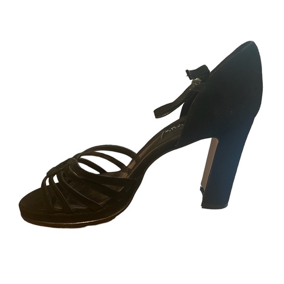 Charlotte Halton black suede ankle strap heels - Picture 1 of 8